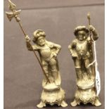 Pair of Spelter soldier figurines, H: 23 cm. P&P Group 2 (£18+VAT for the first lot and £3+VAT for