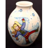 Moorcroft Snow Angels vase signed in gold, H: 13 cm. P&P Group 2 (£18+VAT for the first lot and £3+