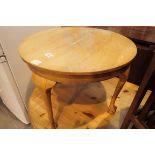 Small circular oak side table. Not available for in-house P&P, contact Paul O'Hea at Mailboxes on