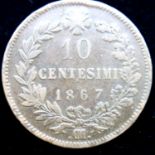 1867 - 10 Centismo - Italy. P&P Group 1 (£14+VAT for the first lot and £1+VAT for subsequent lots)