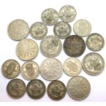 Mixed George VI and Elizabeth II one and two shilling pieces. P&P Group 1 (£14+VAT for the first lot