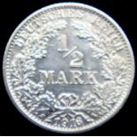 1916 - Silver Half Mark of Reich - Karlsruhe Mint. P&P Group 1 (£14+VAT for the first lot and £1+VAT