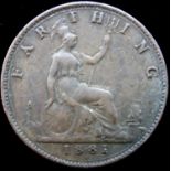 An 1881 capsulated farthing. P&P Group 1 (£14+VAT for the first lot and £1+VAT for subsequent lots)