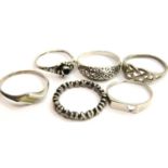 Six 925 silver rings, combined 8.9g. P&P Group 1 (£14+VAT for the first lot and £1+VAT for