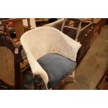 Lloyd loom style chair. Not available for in-house P&P, contact Paul O'Hea at Mailboxes on 01925