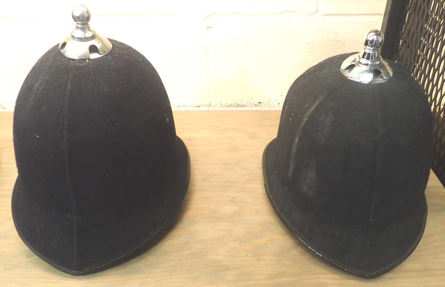 Four vintage British Police helmets lacking badges. Not available for in-house P&P, contact Paul O' - Image 3 of 3