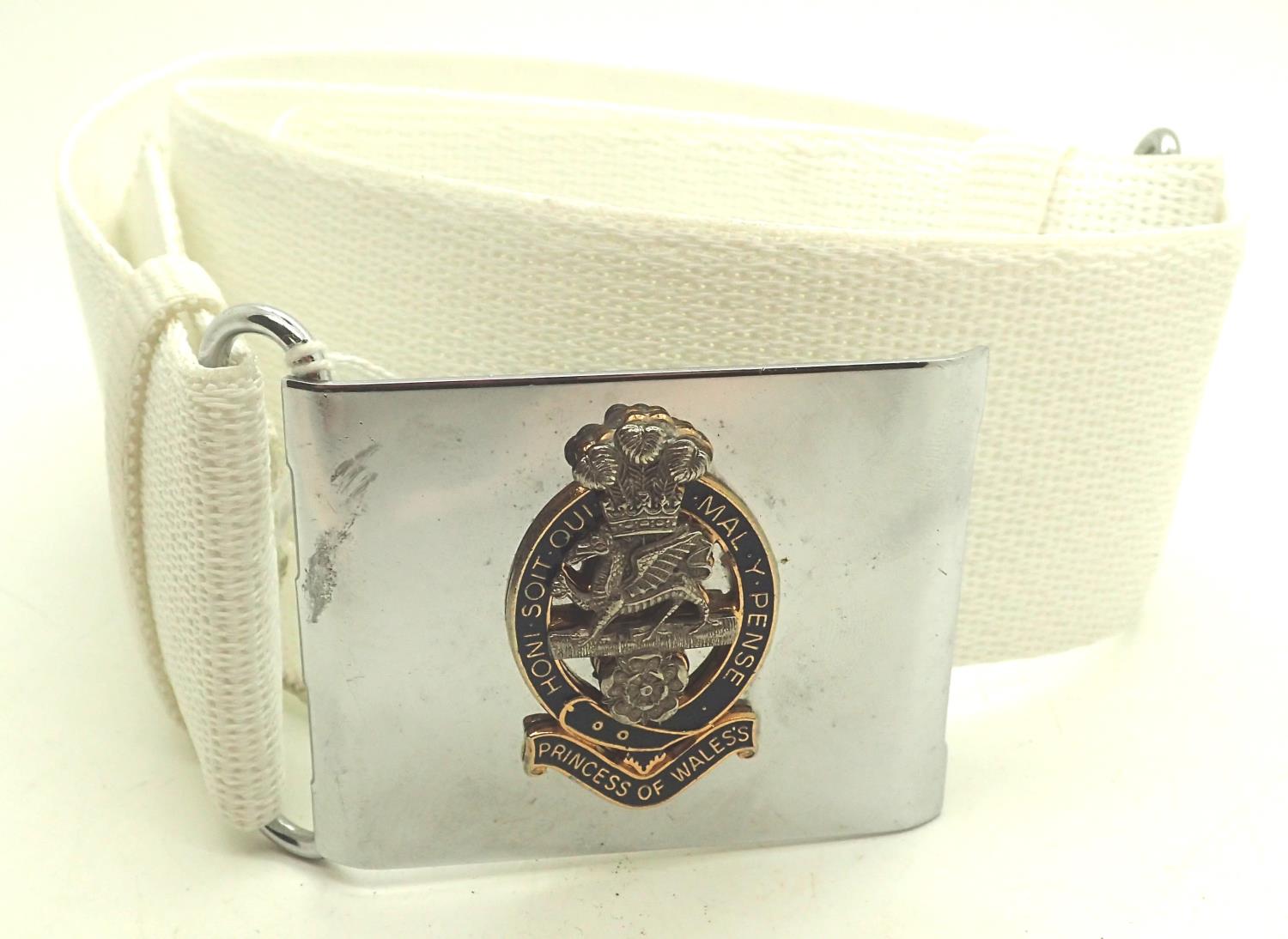 Princess of Wales Royal Regiment no.1 dress belt with enamelled polished steel buckle. P&P Group