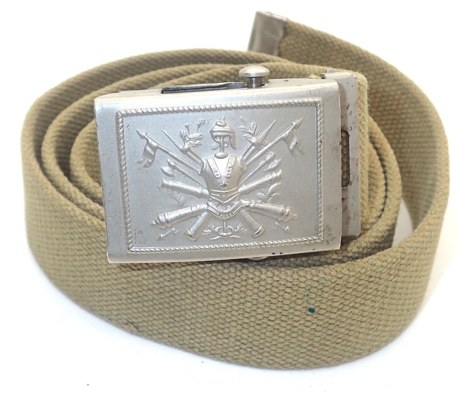 Post War Turkish canvas belt with aluminium buckle. P&P Group 1 (£14+VAT for the first lot and £1+