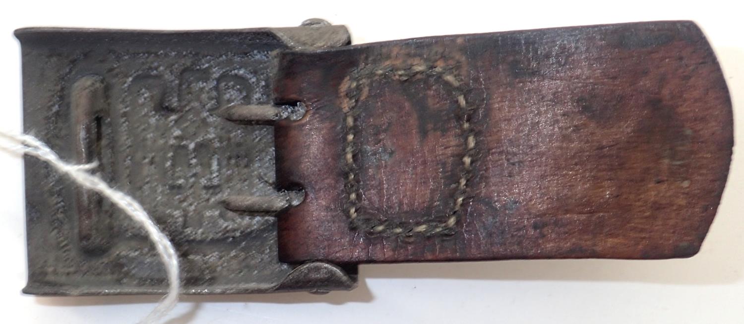 1940 dated Third Reich DRK belt buckle on leather tab. P&P Group 1 (£14+VAT for the first lot and £ - Image 2 of 2