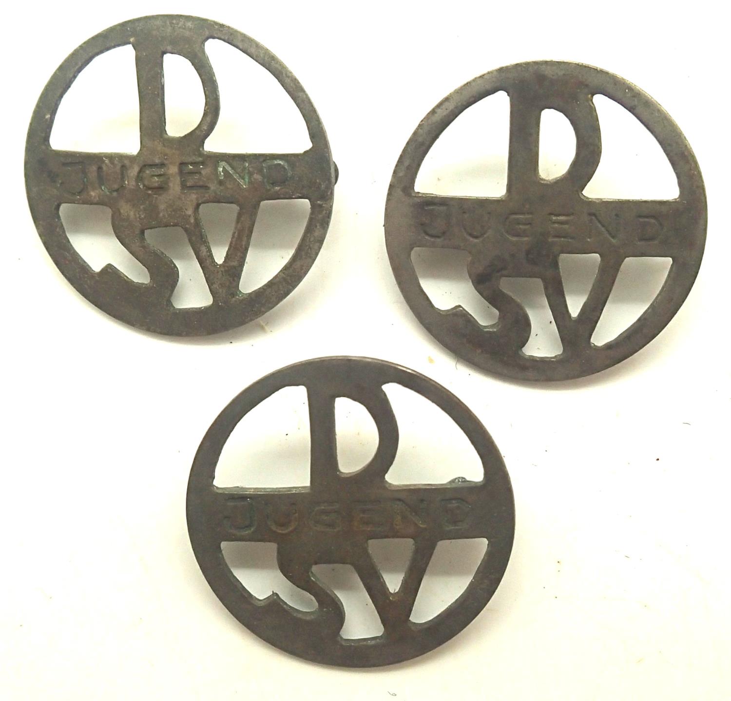 Three Hitler Youth ski badges. P&P Group 1 (£14+VAT for the first lot and £1+VAT for subsequent