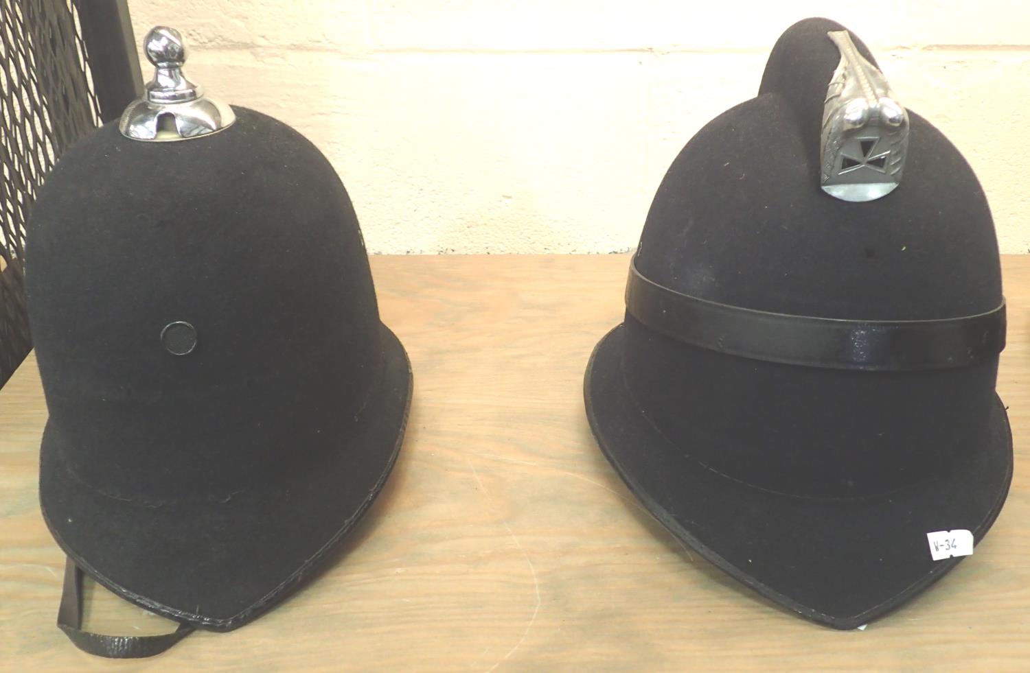 Four vintage British Police helmets lacking badges. Not available for in-house P&P, contact Paul O' - Image 2 of 3