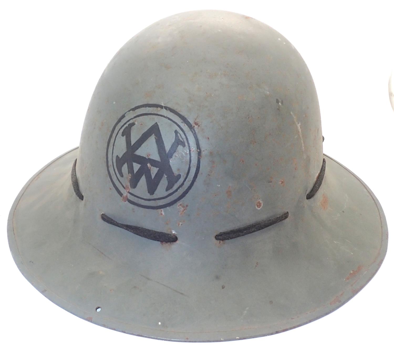 WWII Zuckerman helmet, marked with Allen West factory logo and leather liner, this company made - Image 2 of 3