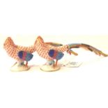 Pair of Herend painted and gilt pheasants, L: 22 cm. P&P Group 3 (£25+VAT for the first lot and £5+