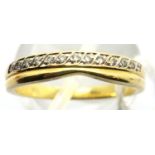 9ct yellow gold pave diamond set ring, 3.2g, size M. P&P Group 1 (£14+VAT for the first lot and £1+