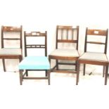 Two pairs of Regency period dining chairs, each with more recently up-holstered drop-in seats and