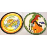 Two Wedgwood Clarice Cliff plates, Orange Roof Cottage and Orange House, each with CoAs. P&P Group 3