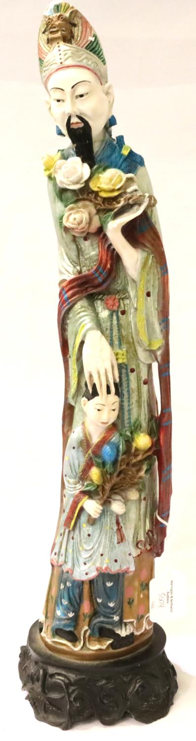 Tall painted cast immortal figure, H: 65 cm. Not available for in-house P&P, contact Paul O'Hea at