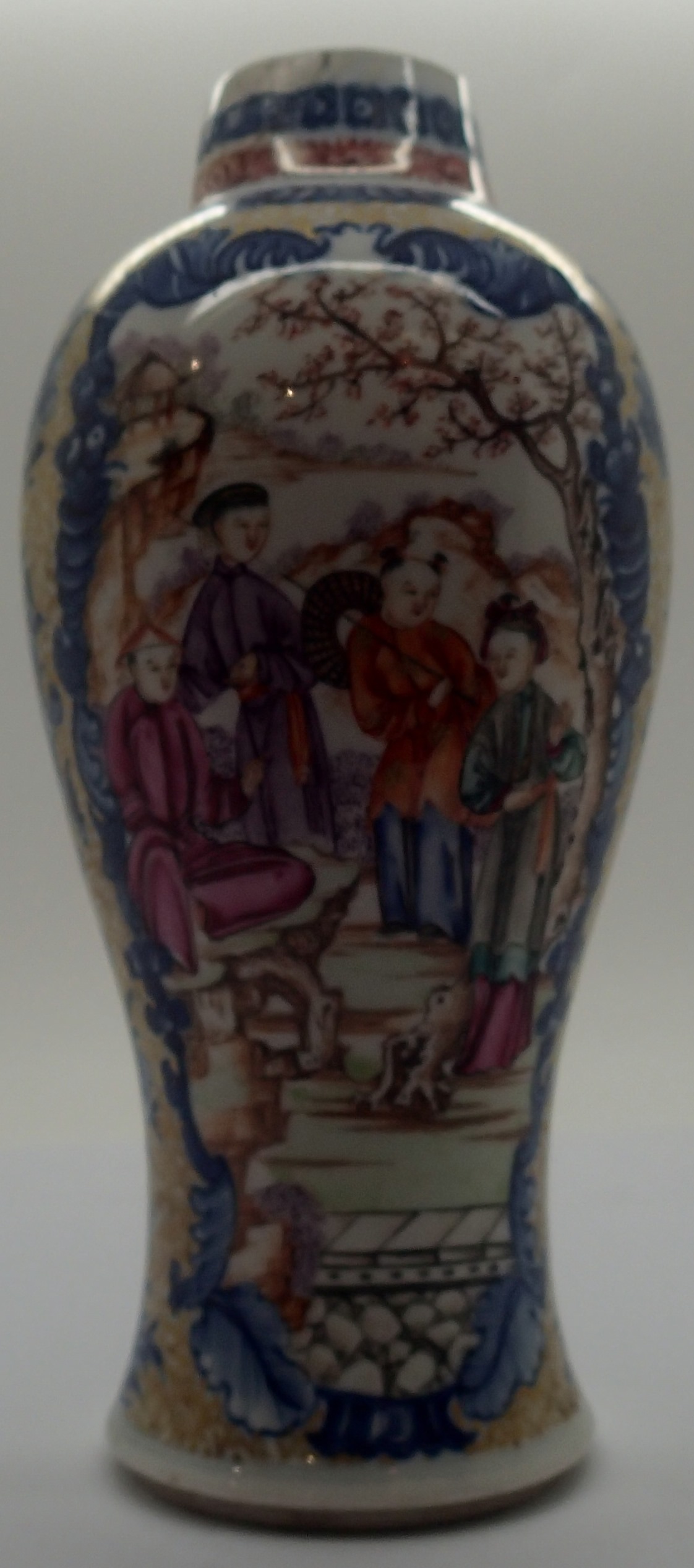 Late 19th century Chinese ceramic baluster vase decorated with figures, H:18 cm, a Chinese tankard - Image 8 of 10