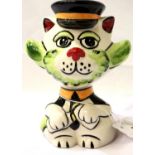 Lorna Bailey Milkman cat, H: 13 cm. P&P Group 1 (£14+VAT for the first lot and £1+VAT for subsequent
