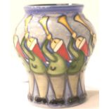 Moorcroft vase in the Eleven Pipers pattern, H: 90 mm. P&P Group 2 (£18+VAT for the first lot and £