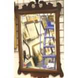 George III style mahogany framed wall mirror with bevelled glass, overall 54 x 86 cm. Not