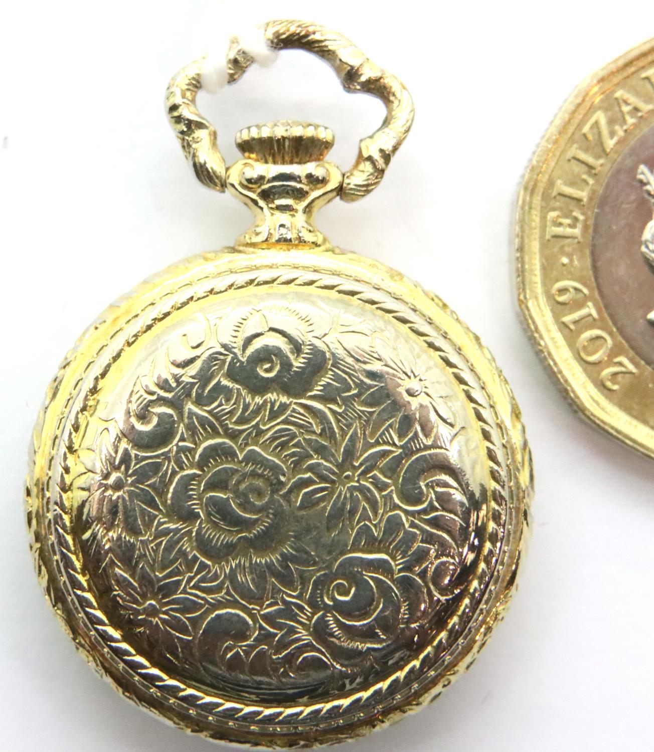 Gold plated Luxa fob watch, D: 2.2 cm, working at lotting. P&P Group 1 (£14+VAT for the first lot - Image 2 of 4