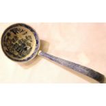 English Oriental style antique ceramic ladle small chip to rim near handle, L: 28 cm. P&P Group