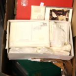 Box of mixed postage stamps, 1st day covers and cards. Not available for in-house P&P, contact