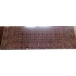 An early 20th century Tekke Turkman style rug, fringed, 296 x 220 cm. Not available for in-house P&