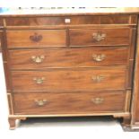 George III inlaid mahogany chest of two shorts above three long drawers with hidden frieze drawer,