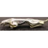 Car bonnet mascot; Early Jaguar with brass highlights and chrome fittings, L: 26 cm. P&P Group 2 (£