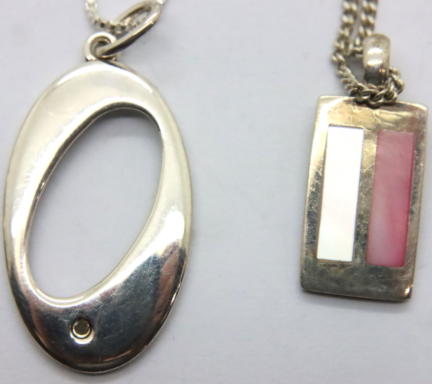 Four silver pendant necklaces, two stone set. P&P Group 1 (£14+VAT for the first lot and £1+VAT - Image 3 of 3