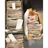 Two boxes of 45 rpm records circa 80/90s including Dexys Midnight Runners. Not available for in-