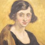 An unattributed 1920s oil on canvas of a female portrait, 45 x 55 cm, unsigned. P&P Group 3 (£25+VAT