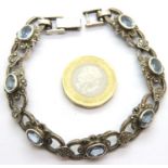 925 silver marcasite and stone set bracelet, 23g. P&P Group 1 (£14+VAT for the first lot and £1+