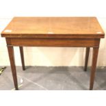 19th century walnut fold-over tea table, on tapering supports, 92 x 45 x 73 cm H. Not available