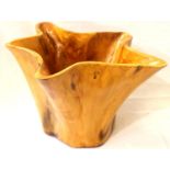 A large carved yew planter formed from a single trunk, D: 45 cm. Not available for in-house P&P,