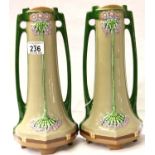 Pair of Art Nouveau style ceramic vases, each H: 30 cm. P&P Group 3 (£25+VAT for the first lot