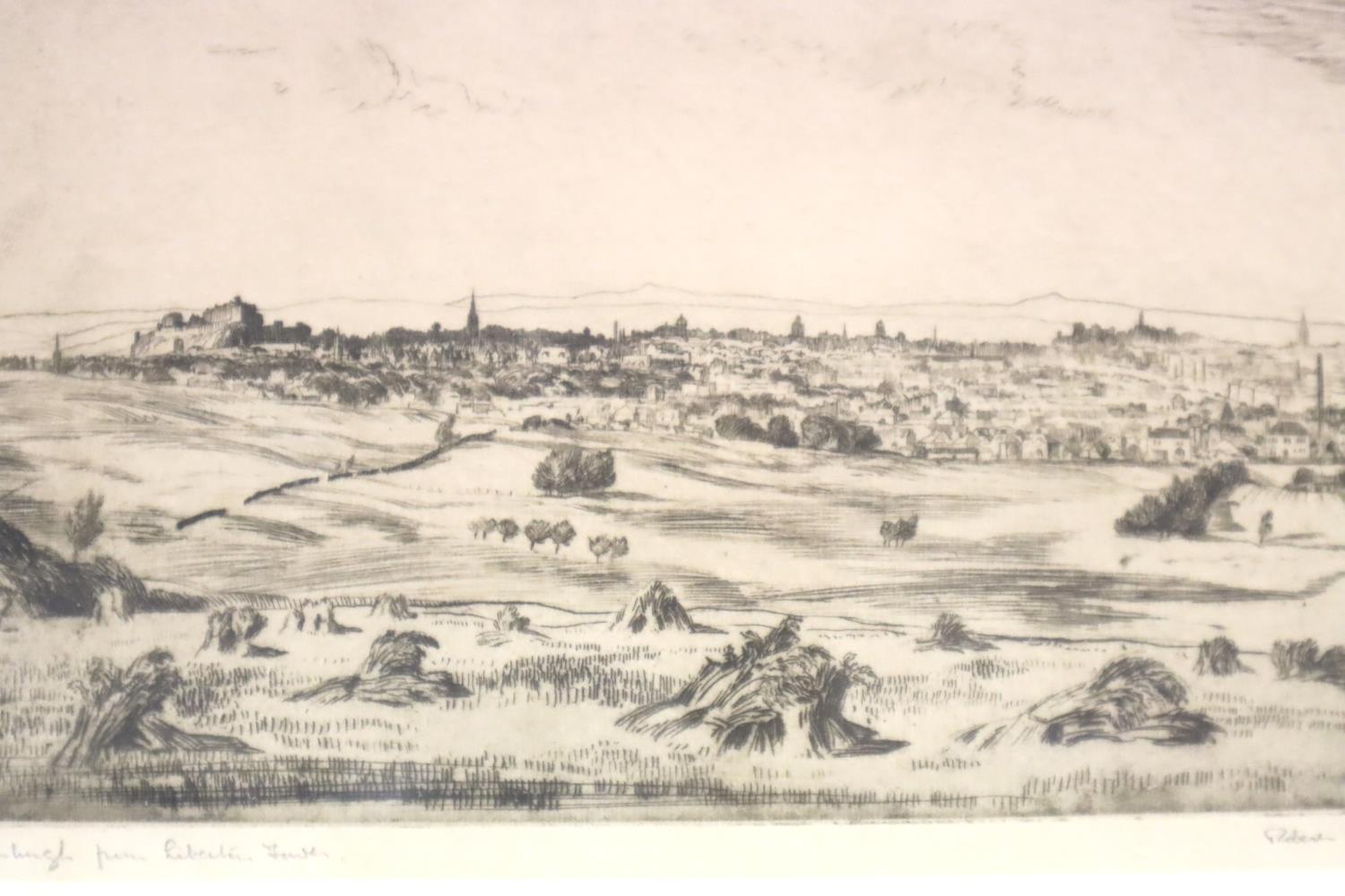 Edinburgh, a selection of antiquarian prints and signed etchings and two views of Pembroke - Image 7 of 7