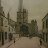 LAWRENCE STEPHEN LOWRY RA (1887-1976) limited edition print Burford Church, signed lower right,