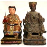 Two early 20th century carved softwood seated Buddhist deities, largest H: 20 cm. P&P Group 3 (£25+