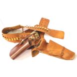 Two leather holsters and leather bullet belt. P&P Group 2 (£18+VAT for the first lot and £3+VAT