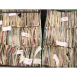Two boxes of 45 rpm singles circa 80/90s, including Elvis Presley etc. Not available for in-house