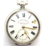 925 silver heavy gauge pocket watch by JG Graves Sheffield, not working at lotting. P&P Group 1 (£