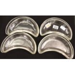 A set of twelve early 20th century kidney side plates in glass. Not available for in-house P&P,