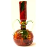 Gaditana glass twin handled vase, H: 23 cm. P&P Group 3 (£25+VAT for the first lot and £5+VAT for
