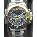 Gents Staver stainless steel quartz chronograph wristwatch with original box and paperwork. In