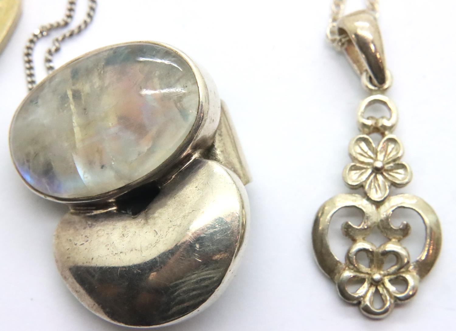 Four silver pendant necklaces, two stone set. P&P Group 1 (£14+VAT for the first lot and £1+VAT - Image 2 of 3