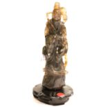 Heavy presumed jade carving of an immortal, H: 26 cm. P&P Group 3 (£25+VAT for the first lot and £