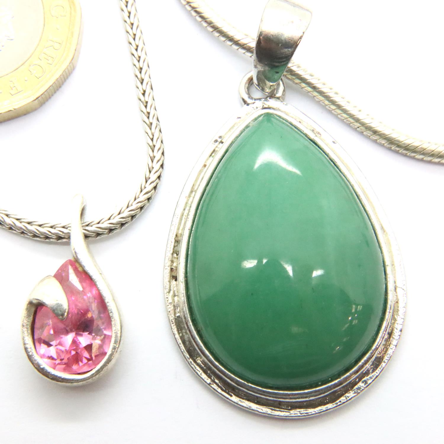 Two stone set pendant necklaces, combined 40g. P&P Group 1 (£14+VAT for the first lot and £1+VAT for